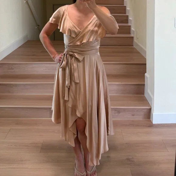 Zimmermann Midi Asymmetrical Wrap Dress Blush Pink Size US 0 - Picture 2 of 6